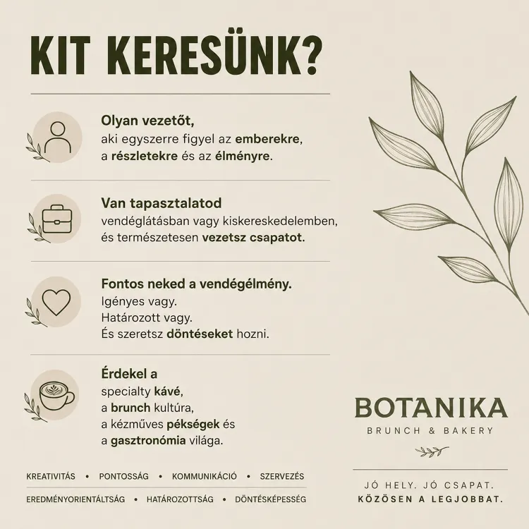 Botanika -Brunch&Bakery munkahelyi fotója - Üzletvezető állás Tata (Kép 1)