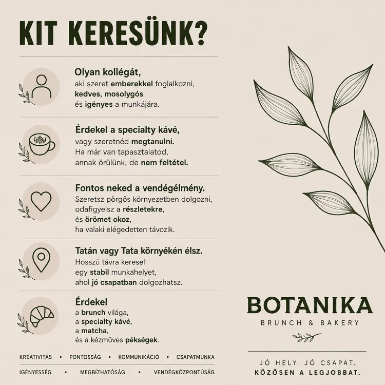 Botanika -Brunch&Bakery munkahelyi fotója - Barista állás Tata (Kép 1)