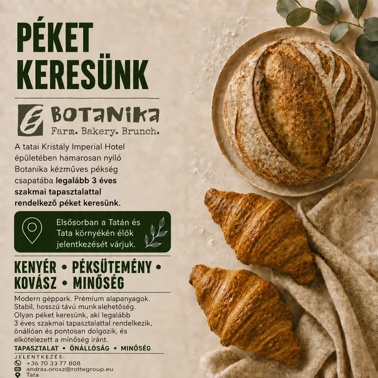Botanika -Brunch&Bakery munkahelyi fotója - Pék állás Tata (Kép 1)